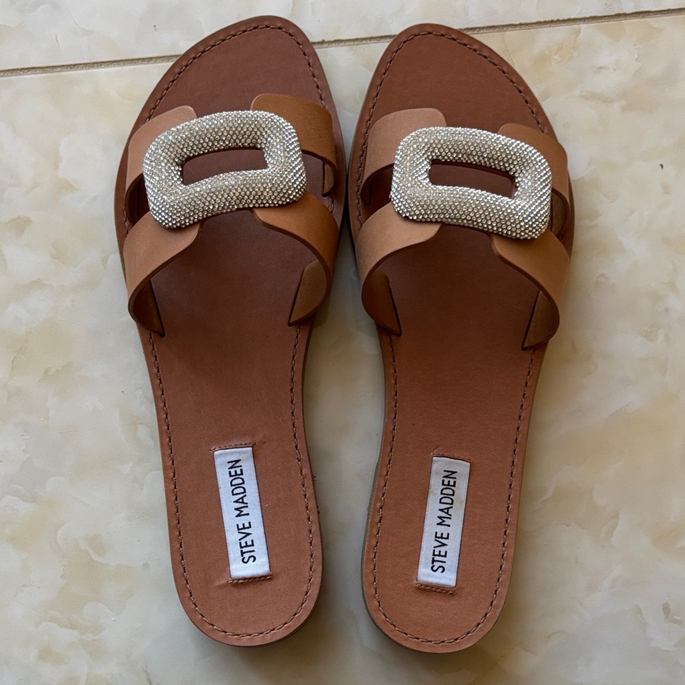 Steve Madden Brown Sandals with Silver Buckle